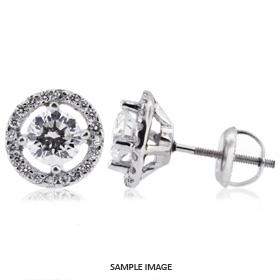 1.56ct tw. Round Brilliant Diamond Stud Earrings 14k White Gold (D-SI2)