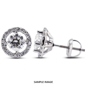 1.46 Carat tw. Round Brilliant 14k White Gold Halo Diamond Stud Earrings (E-VS2)