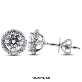 3.14 Carat tw. Round Brilliant 18k White Gold Halo Diamond Stud Earrings (E-VS2)