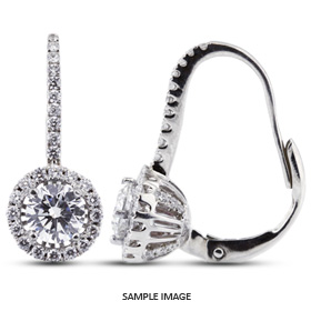 1.63 Carat tw. Round Brilliant 18k White Gold Drop Diamond Earrings with Halo (D-SI1)