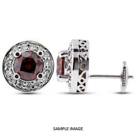 1.73 Carat tw. Round Brilliant 14k White Gold Vintage style Halo Diamond Stud Earrings (Red-VS2)
