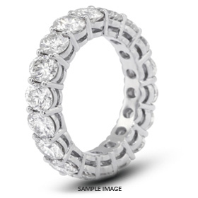 14k White Gold Basket Style Eternity Ring with 4.80 Total Carat G-SI1 Round Diamond