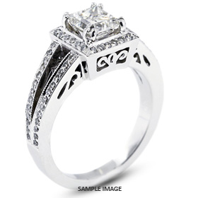 18k White Gold Vintage Style Semi-Mount Engagement Ring with Halo with Diamonds (0.52ct. tw.)