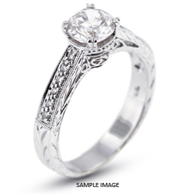 14k White Gold Semi-Mount Engagement Ring with Milgrains with Diamonds (0.26ct. tw.)