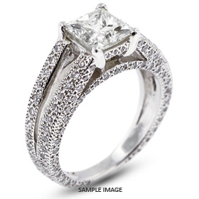 14k White Gold Side Stone 2.97 carat total F-VS2 Princess Cut Diamond