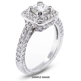 14k White Gold Side Stone 2.79 carat total F-VS1 Princess Cut Diamond