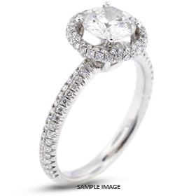 18k White Gold Halo 1.55 carat total G-SI3 Round Brilliant Diamond