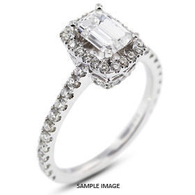 18k White Gold Side Stone 2.22 carat total D-VS2 Emerald Cut Diamond