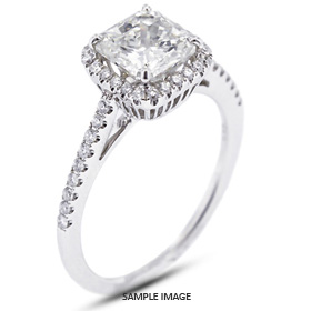 18k White Gold Halo 1.20 carat total G-SI2 Square Radiant Cut Diamond