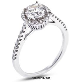 18k White Gold Accents Engagement Ring with 0.87 Total Carat H-SI3 Round Diamond