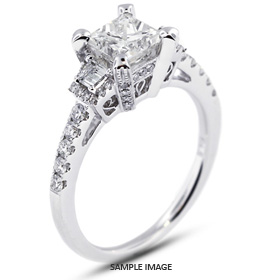 18k White Gold Side Stone 2.06 carat total G-VS2 Princess Cut Diamond