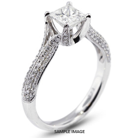 18k White Gold Side Stone 1.73 carat total I-SI1 Princess Cut Diamond