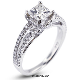 18k White Gold Micro Pave Setting Side Stone Setting with Diamonds (0.88ct. tw.)