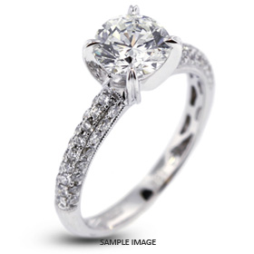 18k White Gold Side Stone 1.92 carat total E-I1 Round Brilliant Diamond