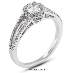 18k White Gold Split Shank Engagement Ring with 0.81 Total Carat I-SI2 Round Diamond