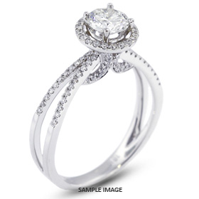 18k White Gold Split Shank Engagement Ring with 1.01 Total Carat H-SI3 Round Diamond