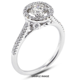 18k White Gold Two-Diamonds Row Engagement Ring with 1.06 Total Carat I-I1 Round Diamond
