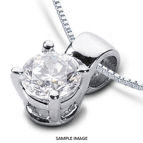 14k White Gold Classic Style Solitaire Pendant 0.51 carat D-SI1 Round Brilliant Diamond