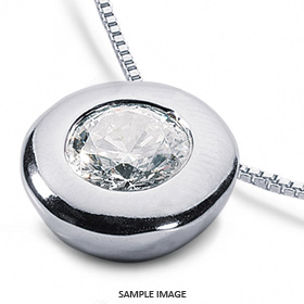 14k White Gold Solid Style Solitaire Pendant 0.62 carat D-VS2 Round Brilliant Diamond