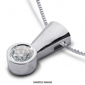 14k White Gold Solid Style Solitaire Pendant 0.81 carat D-SI1 Round Brilliant Diamond