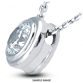 14k White Gold Solid Style Solitaire Pendant 0.91 carat G-VS1 Round Brilliant Diamond