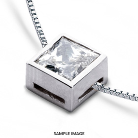 14k White Gold Solid Style Solitaire Pendant 1.74 carat F-VS2 Princess Cut Diamond