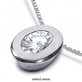 14k White Gold Solid Style Solitaire Pendant 0.63 carat D-VS2 Oval Shape Diamond