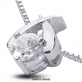 14k White Gold Classic Style Solitaire Pendant 0.74 carat F-VS2 Round Brilliant Diamond