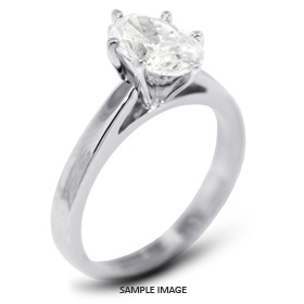 14k White Gold Classic Style Solitaire Ring with 1.60 Carat F-VS2 Oval Diamond