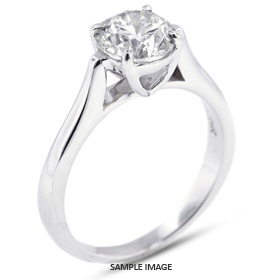 18k White Gold Cathedral Style Solitaire Ring with 1.51 Carat G-SI3 Round Diamond