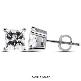 0.92 Carat tw. Princess Cut Diamond Basket Style Stud Earrings 14k White Gold (D-VS2)