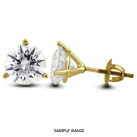 1.46 Carat tw. Round Brilliant Diamond Martini Style Stud Earrings 14k Yellow Gold (G-VS2)