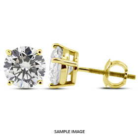 0.80 Carat tw. Round Brilliant Diamond Basket Style Stud Earrings 14k Yellow Gold (F-VS2)