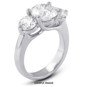 14k White Gold Classic Style Trellis Three-Stone Engagement Rings with 3.53 Total Carat G-I1 Round Diamond