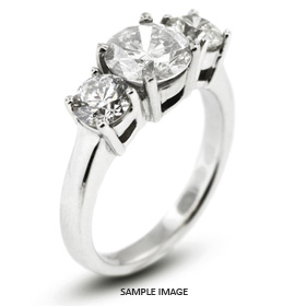 14k White Gold Classic Style Baskets Three-Stone Engagement Rings with 2.29 Total Carat H-I1 Round Diamond