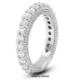 14k White Gold Victorian Style Wedding Band with 1.50 Total Carat F-VS2 Round Diamond