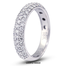 18k White Gold Nouveau Style Wedding Band with 0.85 Total Carat G-VS2 Round Diamond