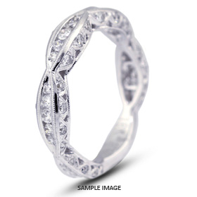 18k White Gold Vintage Band 0.85 carat total F-VS2 Round Brilliant Diamond