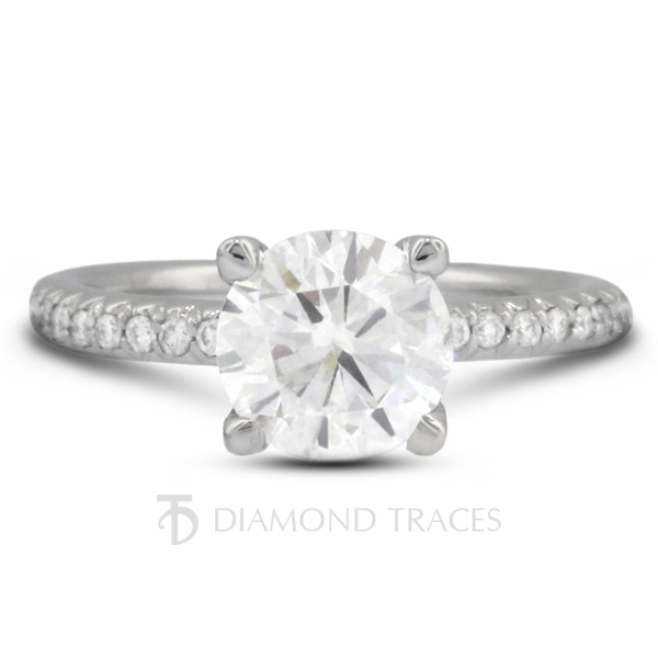 1.95ct H-SI2 Round Earth Mined Certified Diamonds 14k Gold Classic Accent Ring - Picture 1 of 5