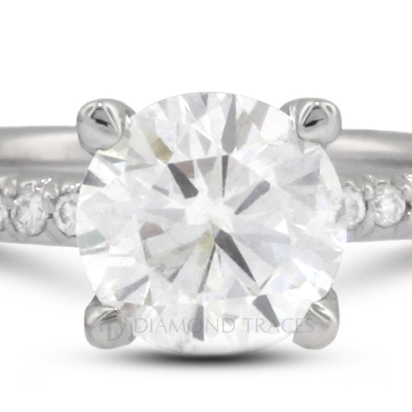 1.95ct H-SI2 Round Earth Mined Certified Diamonds 14k Gold Classic Accent Ring - Picture 2 of 5