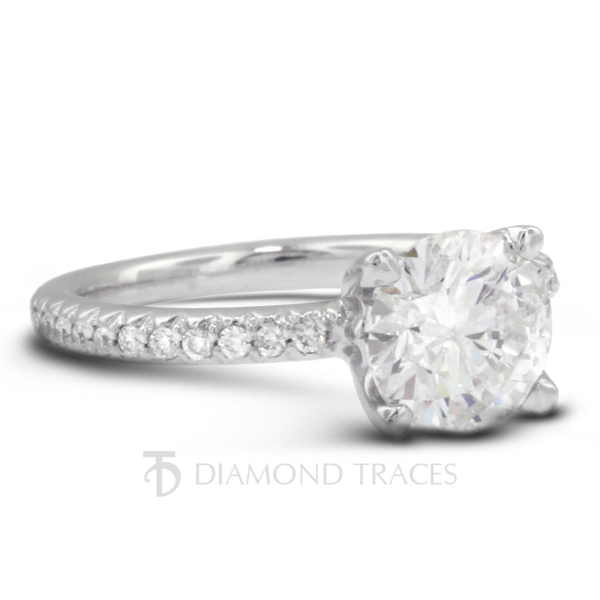 1.95ct H-SI2 Round Earth Mined Certified Diamonds 14k Gold Classic Accent Ring - Picture 3 of 5