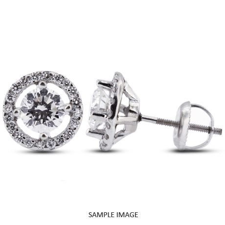 1 48 Carat Tw Round Brilliant 14k White Gold Halo Diamond Stud Round Brilliant 14k White Gold Halo Diamond Stud Earrings E