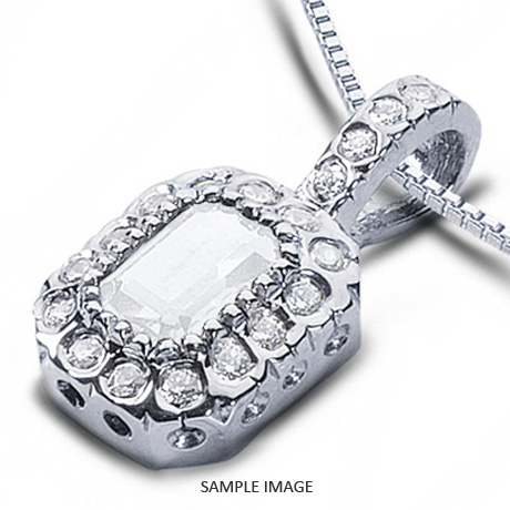 18k White Gold Solid Design With Halo Pendant 1 43 Carat Total D Vs1 Emerald Cut Diamond From Traces - Emerald Cut Pendant Designs 18k White Gold Solid Design With Halo Pendant 1 43 Carat Total D Vs1 Emerald Cut Diamond From Traces - Emerald Cut Pendant Designs